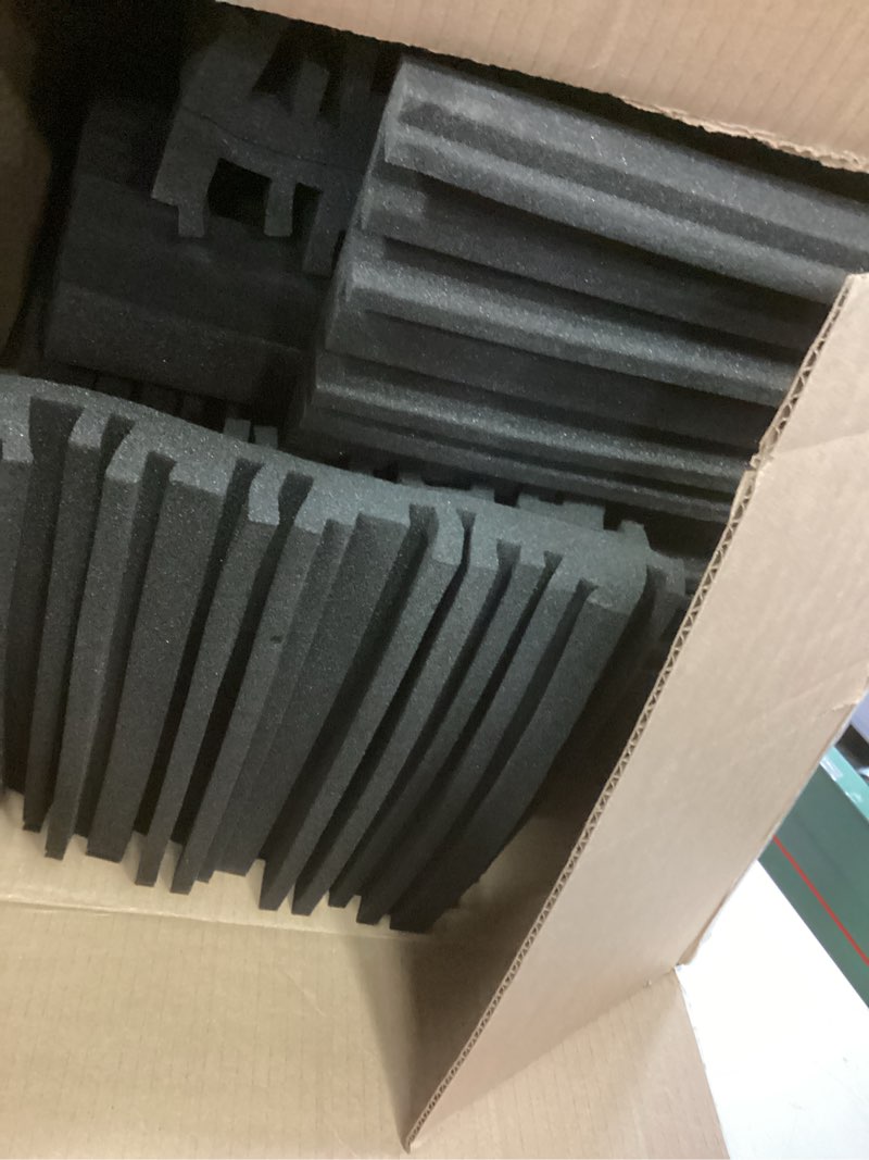 Condition photo showing Good Condition for 36 Pack Sound Proof Foam Panels for Walls, Self-adhesive Grooved Black Acoustic Panels, 12x12x2 Inches Soundproof Wall Panels, High Density Acoustic Wall Panels for Echoes Absorption 36 pack grooved panels self-adhesive