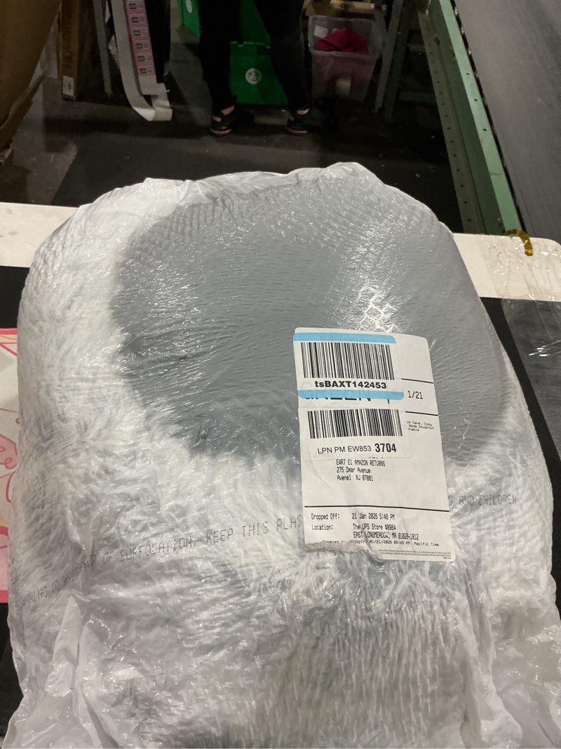 Condition photo showing As Is for ShinHye Cat Bed Round Plush Fluffy Hooded Cat Bed Cave, Cozy for Indoor Cats or Small Dog beds, Soothing Pet Beds Doughnut Calm Anti-nxiety Dog Bed - Waterproof Bottom Washable (20×20inch, Grey) 20.0"L x 20.0"W x 6.0"Th grey