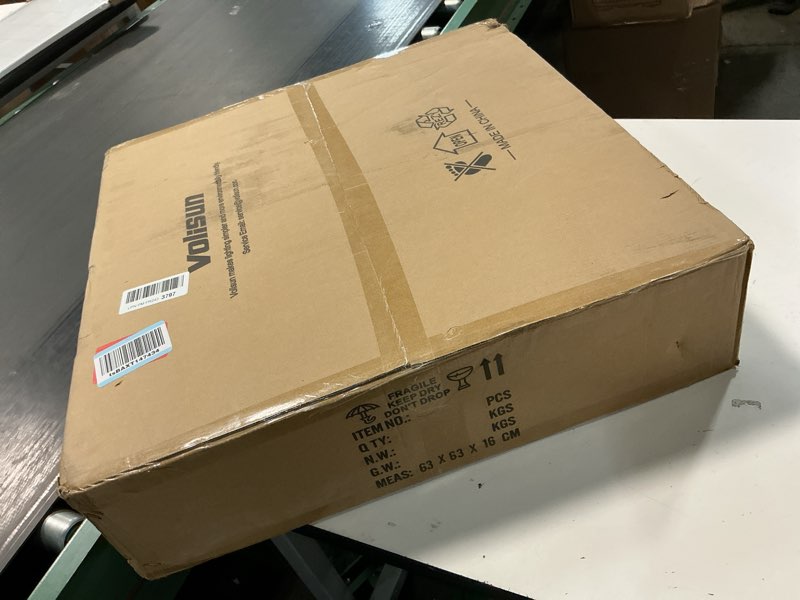 Condition photo showing New/Like New for VOLISUN Low Profile Ceiling Fans with Lights and Remote, 24in Flush Mount Ceiling Fans with Light, 3000K-6500K Dimmable Fandelier LED Fan Light, White Bladeless Ceiling Fans with Lights for Bedroom White 24 INCH