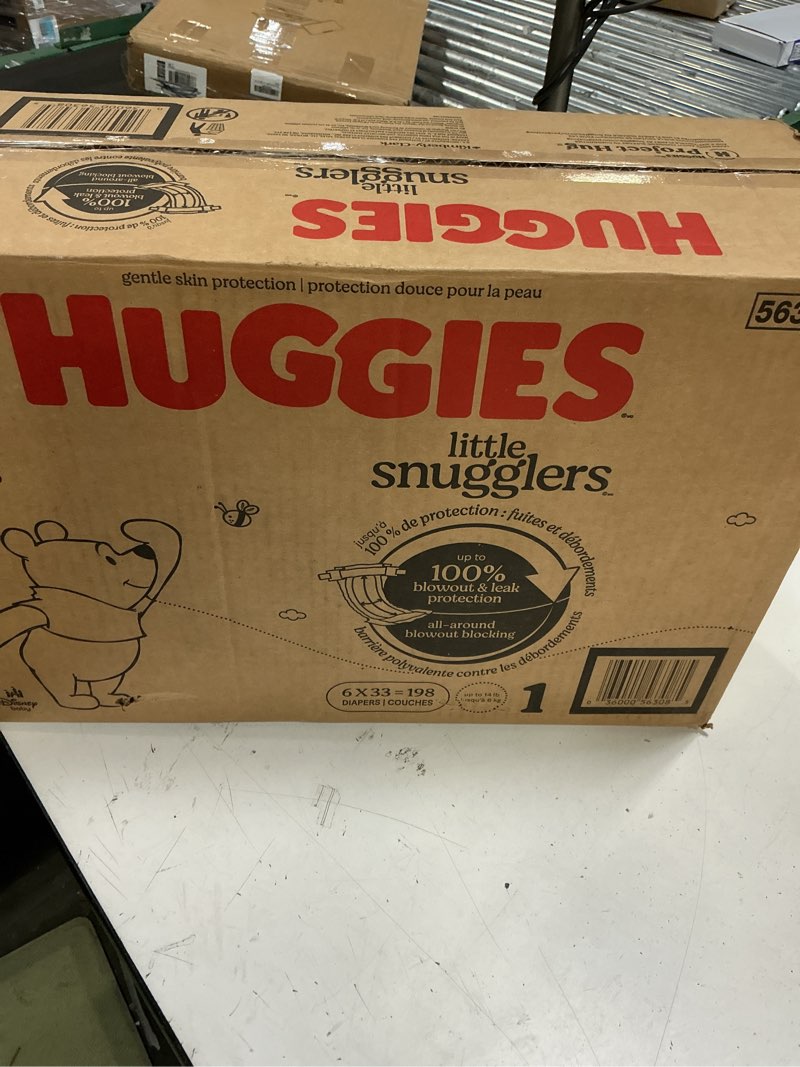 Condition photo showing New/Like New for huggies size 1 diapers, little snugglers diapers, size 1 (8-14 lbs), 198 count (6 packs of 33), packaging may vary size 1 198