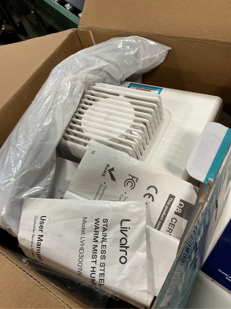 Condition photo showing As Is for 3L Stainless Steel Warm Mist Humidifier with Easy Clean and Warm Steam Function, Healthy Air Mist Humidifiers for Bedroom Living Room, with Sleep Mode and Auto-off Setting