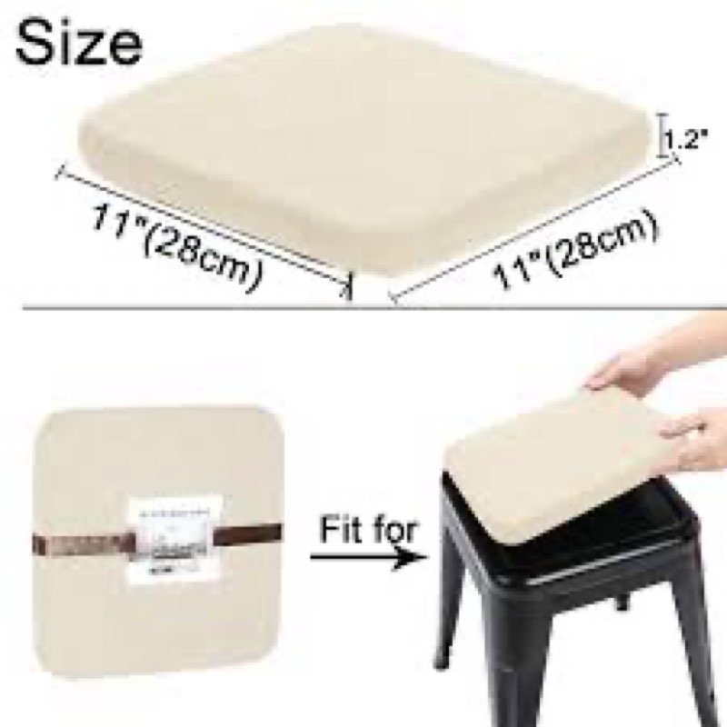 BUYUE Friendly Woven Fabric Magnetic Bar Stool Cushions Set of 4, Enhanced Anti-Slip Breathable Smal