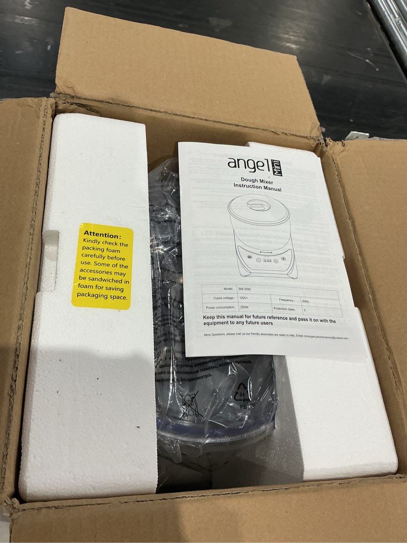Condition photo showing Good Condition for mini angel electric dough maker with ferment function, 5.5qt dough mixer machine with 304 stainless steel bowl, face-up touch panel, household flour kneading machine for pizza bread, white