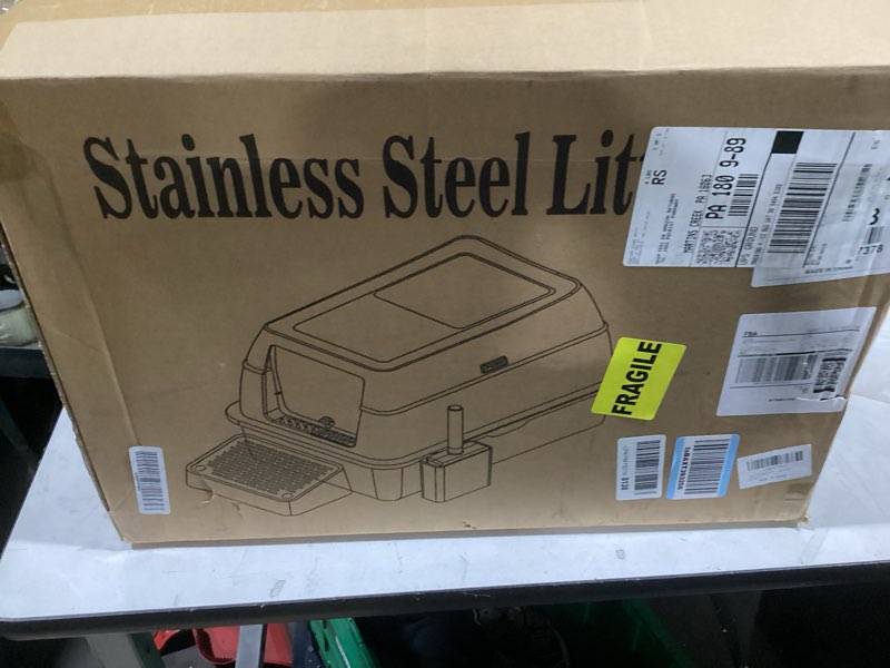 Condition photo showing Good Condition for Stainless Steel Cat Litter Box with Scoop, Metal Litter Box High Sided, Cat Litter Box Enclosure, XL Extra Large High-Sided Litter Boxs (Anti-Urine Leakage, Include Scoop) (Grey) K-grey