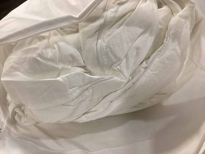 Condition photo showing As Is for all-season premium down alternative comforter, twin, white