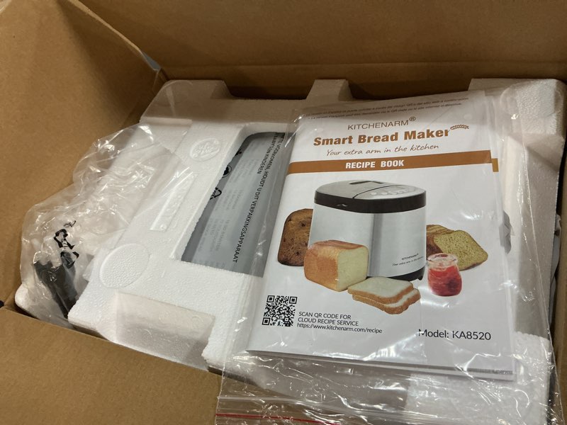 Condition photo showing New/Like New for KITCHENARM 29-in-1 SMART Bread Machine with Gluten Free Setting 2LB 1.5LB 1LB Bread Maker Machine with Homemade Cycle - Stainless Steel Breadmaker with Recipes Whole Wheat Bread Making Machine 29 Programs - 3 Loaf Sizes - 3 Crust Colors Stainless Steel