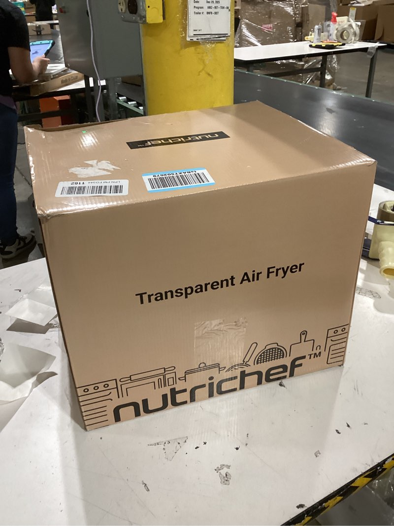 Condition photo showing New/Like New for Nutrichef 5.8 Quart Air Fryer | 8-1 Preset Cook Modes | Transparent Fry Bowl for Best Cooking Results | Cook Shrimp, Steak, Fries, Wings, Chicken & More | Precise Temperature Control & Time | Grey
