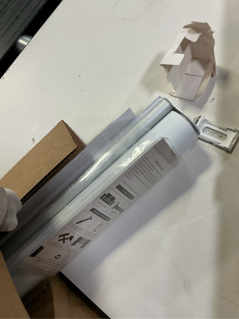 Condition photo showing As Is for ChrisDowa Cordless Free-Stop 100% Blackout Blinds for Windows, Roller Windows Shades with Thermal Insulated, UV Protection Fabric for Living Room, Office and Home. Easy to Install.White,27" W X 72" H 27"W x 72"H White