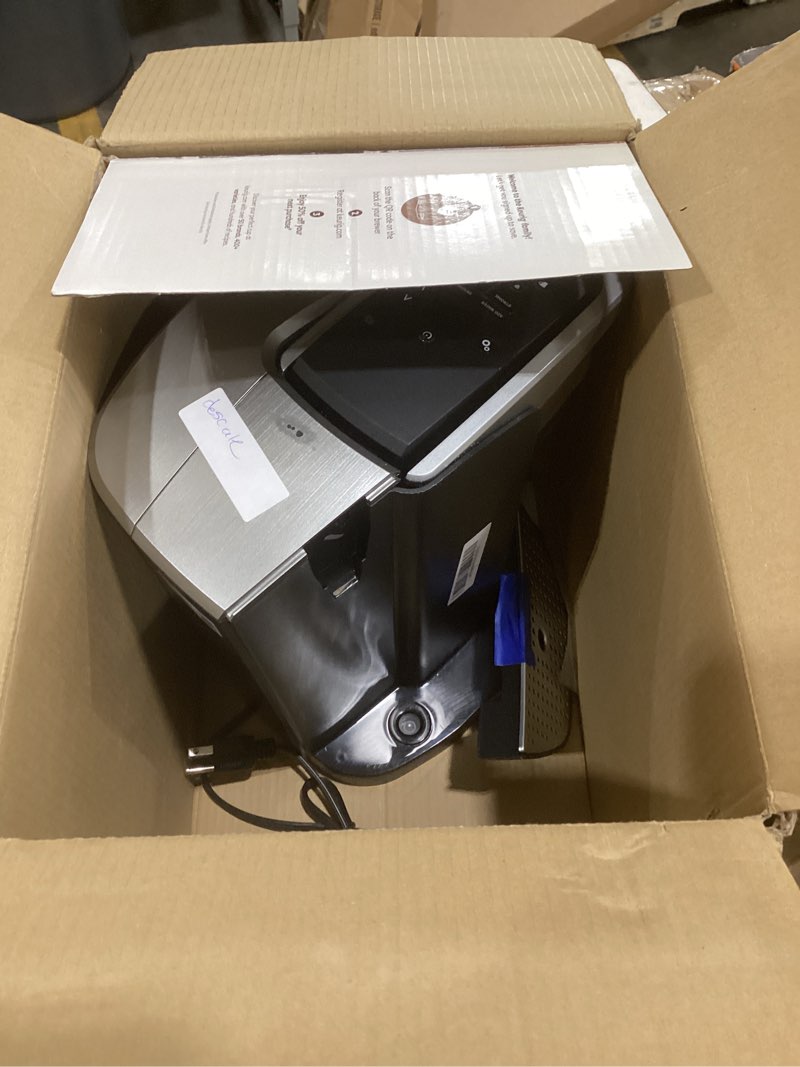 Condition photo showing As Is for keurig k-elite single serve k-cup pod coffee maker, with strength and temperature control, iced coffee capability, 8 to 12oz brew size, programmable, brushed silver