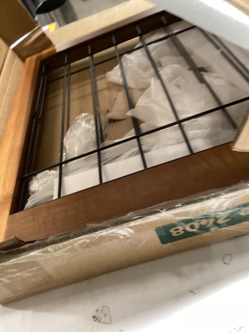 Condition photo showing Good Condition for lzrs 2-panel freestanding foldable wood dog gate – solid wood & steel wire, chew-resistant pet barrier for indoor use, ideal for small to medium dogs, cherry 24"height-2 panel oak cherry