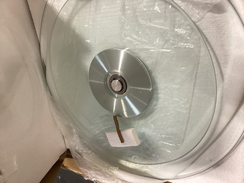 Condition photo showing Good Condition for 18.9 inch glass turntable dining table large lazy susan round serving plate tabletop rotating tray with swivel assist system silent & smooth spin (48cm / 18.9in)