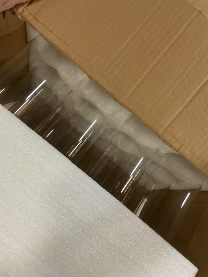 Condition photo showing New/Like New for 12 pack glass cylinder vases 16 inch tall clear flower vase for centerpieces, hurricane floating candle holder wedding decorations, floral vase bulk for table shelf party home deco (16 x 3.35 inch) 12 pack 3.35" w x 16" h