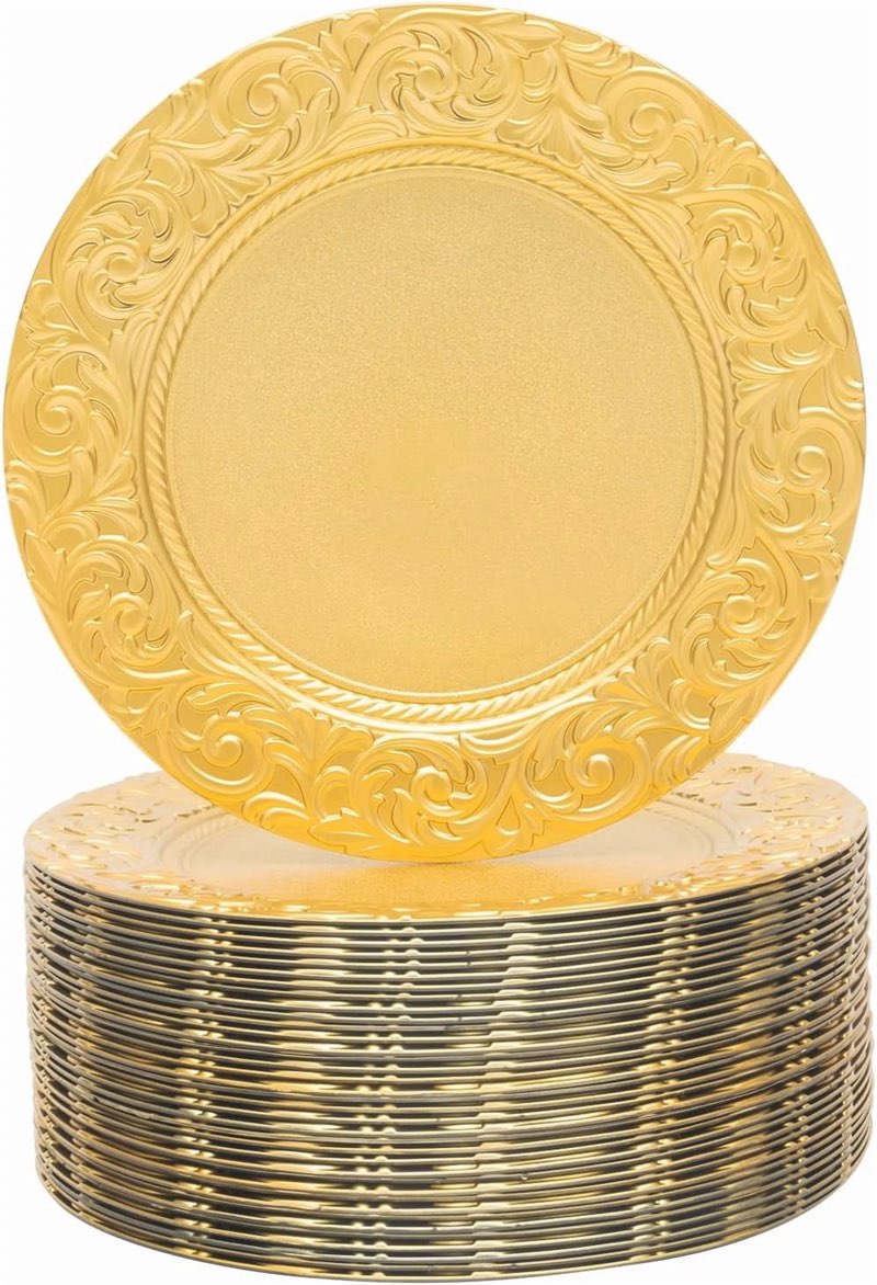 gold charger plates bulk 100pcs elegant gold chargers for dinner plates wedding & event decorative charger plates set