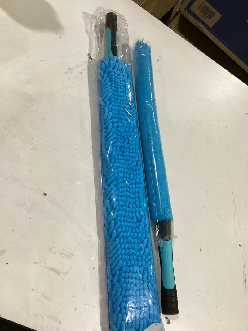 Condition photo showing As Is for 30 Foot High Ceiling Duster Kits with 4.7-24 FT Carbon Fiber Extension Pole, Feather Duster, Cobweb Duster, Ceiling Fan Duster, Window Squeegee & Cleaner with Pole 24 Ft 24' 5-set pole