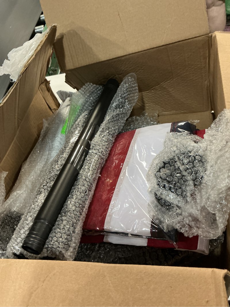 Condition photo showing Good Condition for indoor flag pole and stand with weighted round base, 8 ft adjustable indoor flag pole kit, round topper, 3x5 ft american flag, for office school auditorium, black