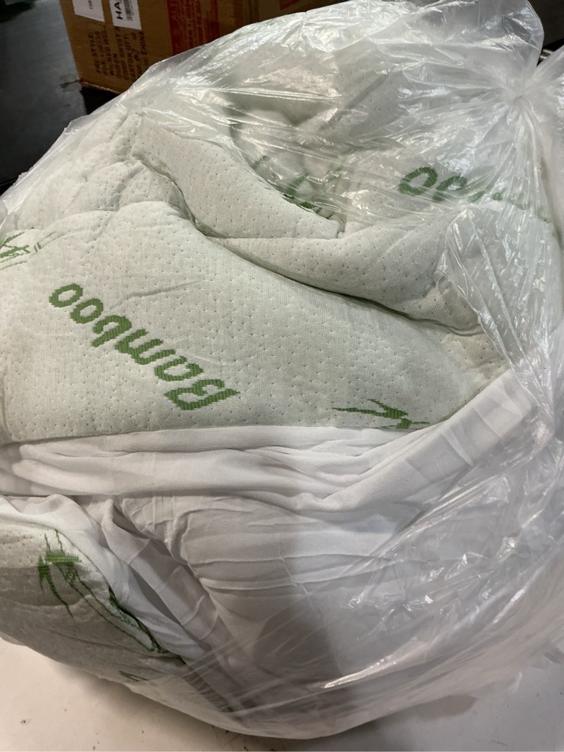Condition photo showing As Is for Ultra Soft Full Size Mattress Topper - Viscose Made from Bamboo Pillow Top Mattress Pad for Back Pain Relief - Naturally Cooling for Hot Sleepers, Green Green Full