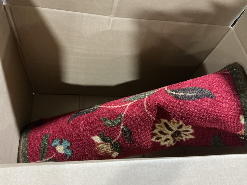 Condition photo showing As Is for Ottomanson 5' x 6'6" Rugs for Living Room Floral Area Rug for Bedroom - Non Slip Durable Large Floor Carpet for High Traffic Areas - Indoor Rug for Dining Room Kitchen Kids Playroom, Red Floral Red 5' x 6'6" (Rectangular)