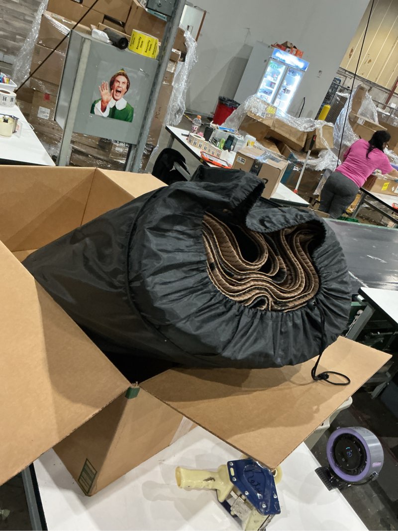 Condition photo showing Good Condition for sarben outdoor rug 10' x 20' waterproof for patios clearance, reversible plastic straw indoor outdoor rug for rv, picnic, backyard, deck, balcony, porch, beach, black and brown black & brown 10' x 20' (rectangular)