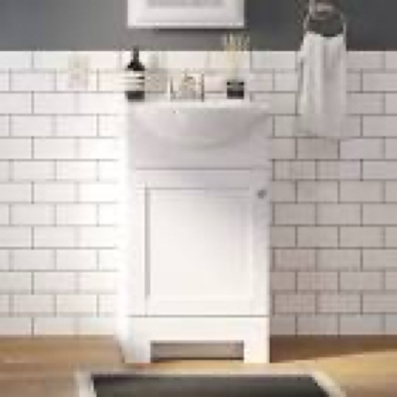  project source euro 18-in true white single sink bathroom vanity with white cultured