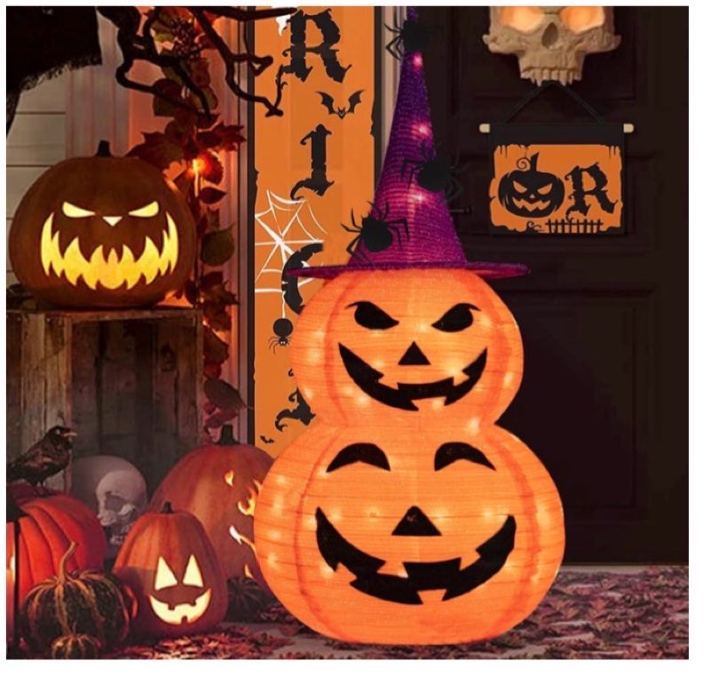 Buheco Light Up Pumpkin Decor Outdoor 3.5ft Halloween Decorations Lighted Jack O Lantern Outside 