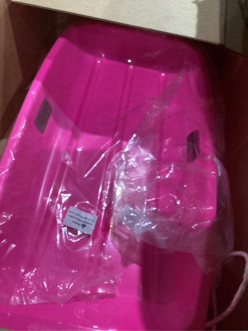 Condition photo showing As Is for Best Choice Products 35in Kids Plastic Toboggan Snow Sled w/Pull Rope, 2 Handles Light Pink