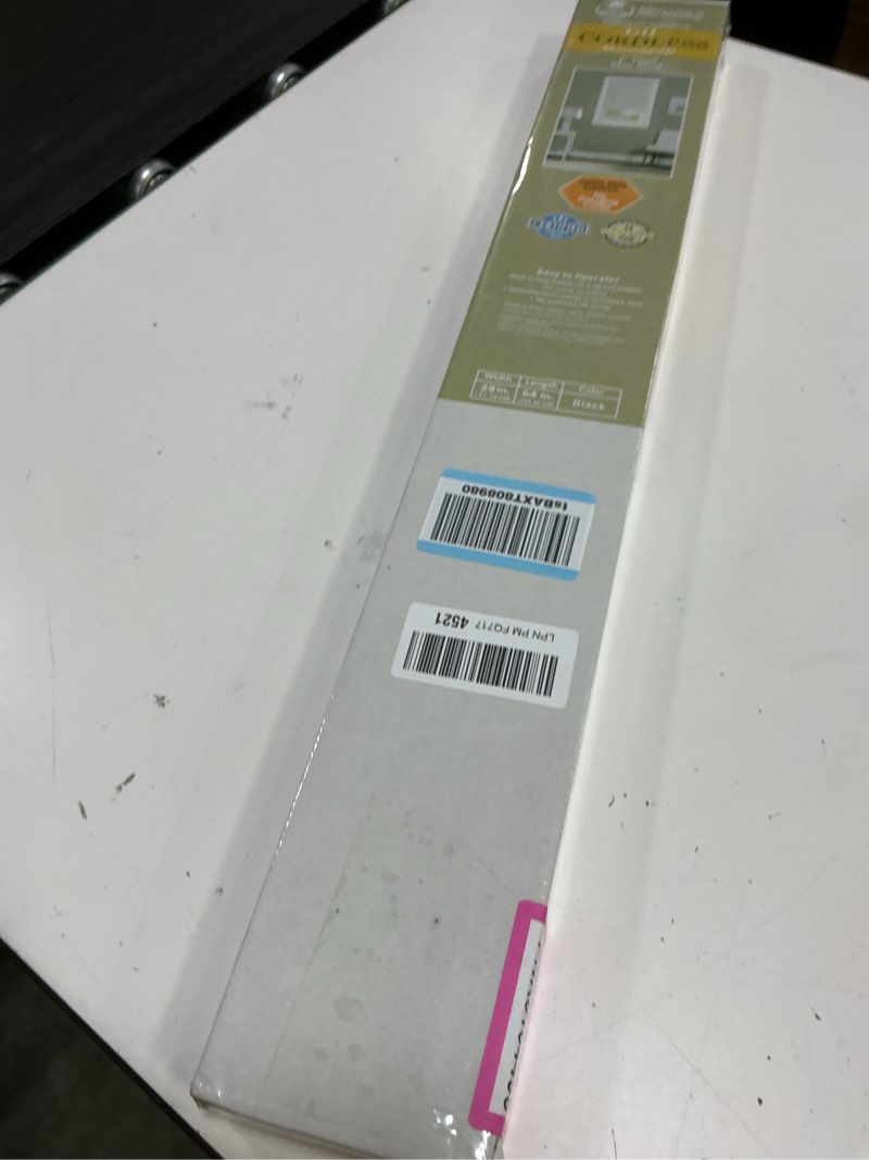 Condition photo showing New/Like New for achim gii morningstar indoor cordless black vinyl light filtering window mini blind  64  l x 28  w