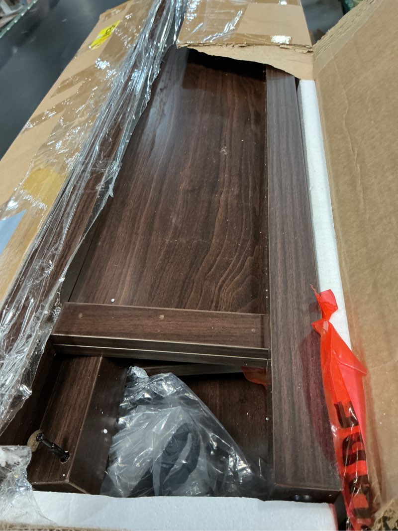 Condition photo showing As Is for 2 Flip Drawers Shoe Cabinet Storage for Entryway, Narrow Shoes Organizer Cabinet for Front Door Entrance, Hidden Wooden Hallway Shoe Rack(Brown )Medium