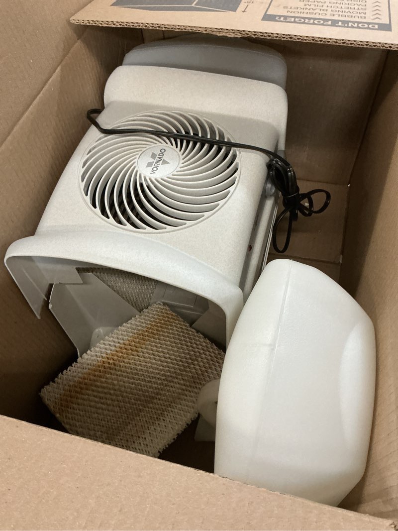 Condition photo showing As Is for Vornado Evap40 4-Gallon Evaporative Humidifier, Adjustable Humidistat, 3 Speed Settings, Coverage up to 1,000 sqft, 4-Gallon Output (24 Hrs), Dual Tank, Perfect for Home, Bedroom, and Large Spaces