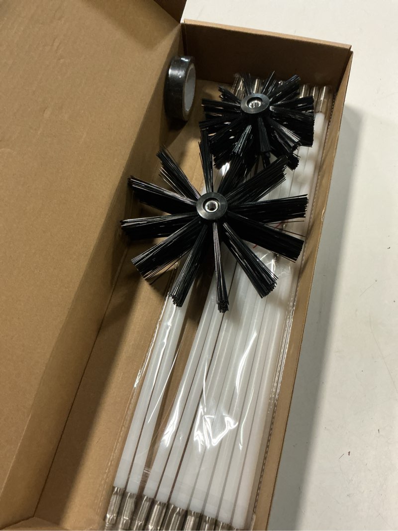 Condition photo showing New/Like New for 20 feet chimney sweep brush kit - 15 flexible extendable rods with two sizes brush heads for efficient fireplace and stove maintenance (4/6in)