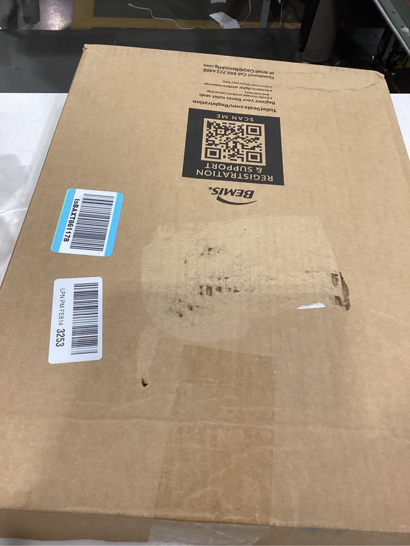 Condition photo showing Good Condition for Mayfair Bennett Toilet Seat with Chrome Hinges, Slow Close Wood Seat, Secure Metal Hinges, Easy Install, Made in USA, Elongated, White Elongated Chrome