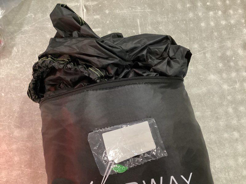 Condition photo showing As Is for uirway 18ft round pool cover, inflatable pool covers for above ground pools with elastic cord - snug fit & easy installation, outdoor swimming pool cover with 2 reflective strip handles, black 18' (round) only for round inflatable pools black(round)