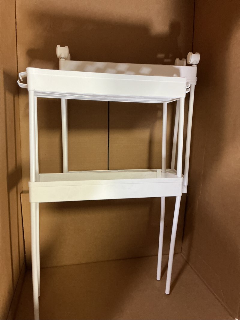 Condition photo showing As Is for spacekeeper slim rolling storage cart 4 tier bathroom organizer mobile shelving unit utility cart tower rack for kitchen laundry narrow places, white