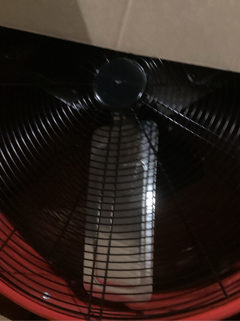 Condition photo showing Good Condition for uthfy 8800cfm heavy duty industrial drum fan, 24 inch high velocity floor fan with 360° tilt,2 casters,handle,3 speeds 320w garage fan for shop,patio,yard,commercial,workshop,factory