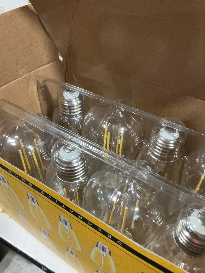 Condition photo showing New/Like New for ascher led edison bulbs 6w, equivalent 60w, high brightness cool white 4000k, 700 lumens, st58 vintage led filament bulbs with 80+ cri, e26 base, non-dimmable, clear glass, pack of 8 cool white 4000k 8 count (pack of 1)