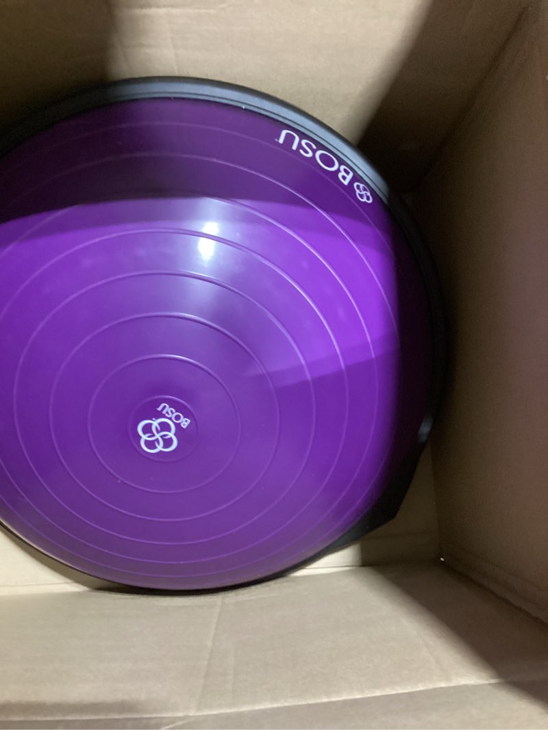 Condition photo showing Good Condition for Bosu Balance Ball Exercise Trainer, Home Gym Equipment w/ Guided Workouts & Pump, 26", Blue - Inflatable Fitness Platform for Strength Training, Standing, Balancing, and Core Workout Purple/Black
