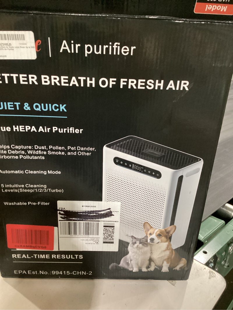 freaire air purifiers for home large room, hepa air purifier with washable filter & air quality display, powerful turbo mode
