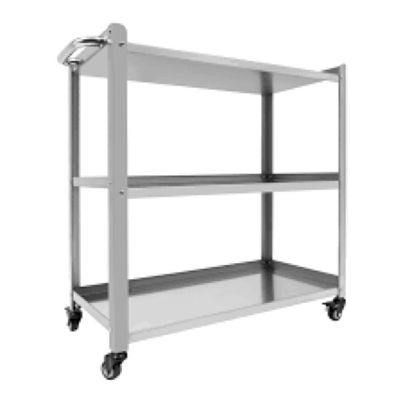 KUGEIGO 3 Tier Stainless Steel Utility Cart | Heavy Duty Metal Rolling Cart with Handle & Wheels | I