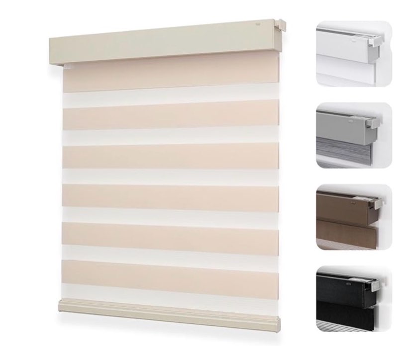 UNISHADES No Drill Cordless Zebra Blinds for Windows, Linen High Precision Fabrics, 43" W x 72" H Li