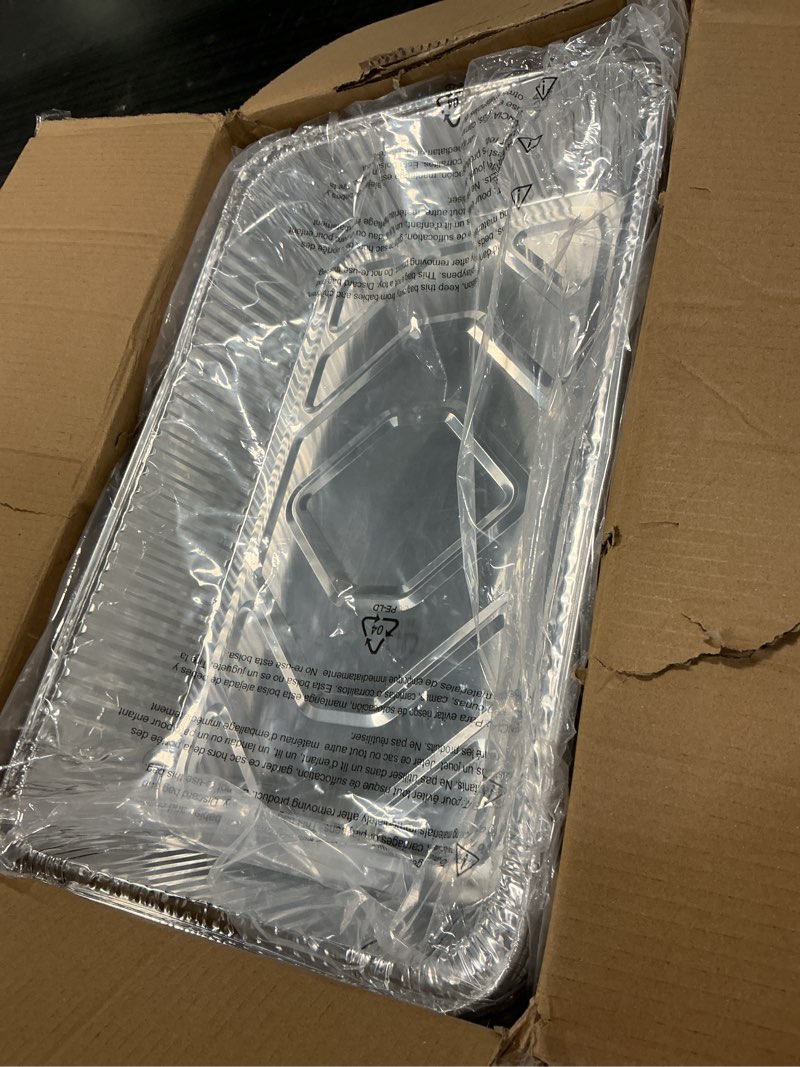 Condition photo showing Good Condition for INFINITY EL Disposable Aluminum Foil Pans 20 Pack | Full Size 20.5" x 13" x 3" Deep Disposable Pan, Aluminum Baking Pan | Heavy Duty Foil Pan for Roasting Turkey, Lasagna, Thanksgiving, Christmas (Full Size - Deep/20 Pack)