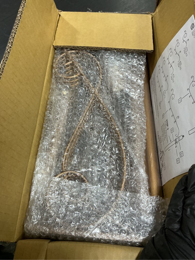 Condition photo showing Good Condition for hohiya 6.5 ft wrought iron christmas tree alternative metal ornament display stand with 174 hooks hanging holder for glass ball decorations holiday and halloween decor gold