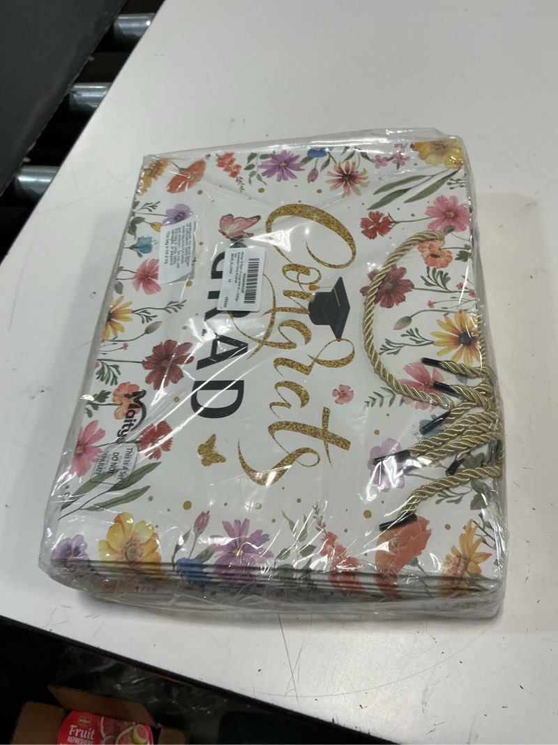 Condition photo showing New/Like New for maitys 12 pack 13" large wildflower birthday bags for women flower happy birthday gift paper bags with tissue papers, ribbons and greeting cards for baby shower party(black and gold)