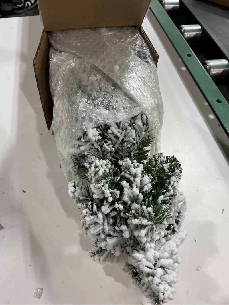 Condition photo showing Good Condition for National Tree Company Pre-Lit Artificial Christmas Tree, Snowy Downswept, Green, White Lights, Includes Stand, 2 Feet 2ft Tree
