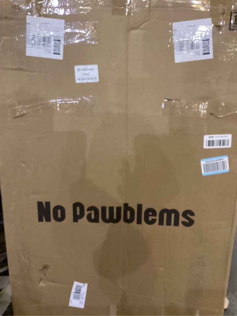 Condition photo showing New/Like New for No Pawblems Upgraded 55" Extra Tall Pet Gate for Cat, 29-43" Auto Close Cat Gate for Doorways/Stairs/Hallways, NO Drilling Pressure Mounted Tall Dog Gate Indoor, 1.37" Pet-Safe Gap, White White-gate 55" Tall, 29-43" Wide