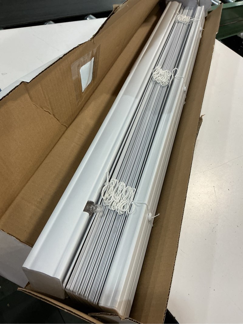 Condition photo showing Good Condition for project source premium 2-in 2-in slat width 36-in x 64-in cordless white vinyl room darkening full-view standard horizontal blinds
