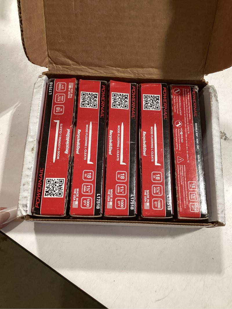 Condition photo showing New/Like New for powernail l175185 18-gauge 1-3/4-inch length powercleats l-cleat flooring nails (5000ct) 1-3/4 inch (5000ct box)