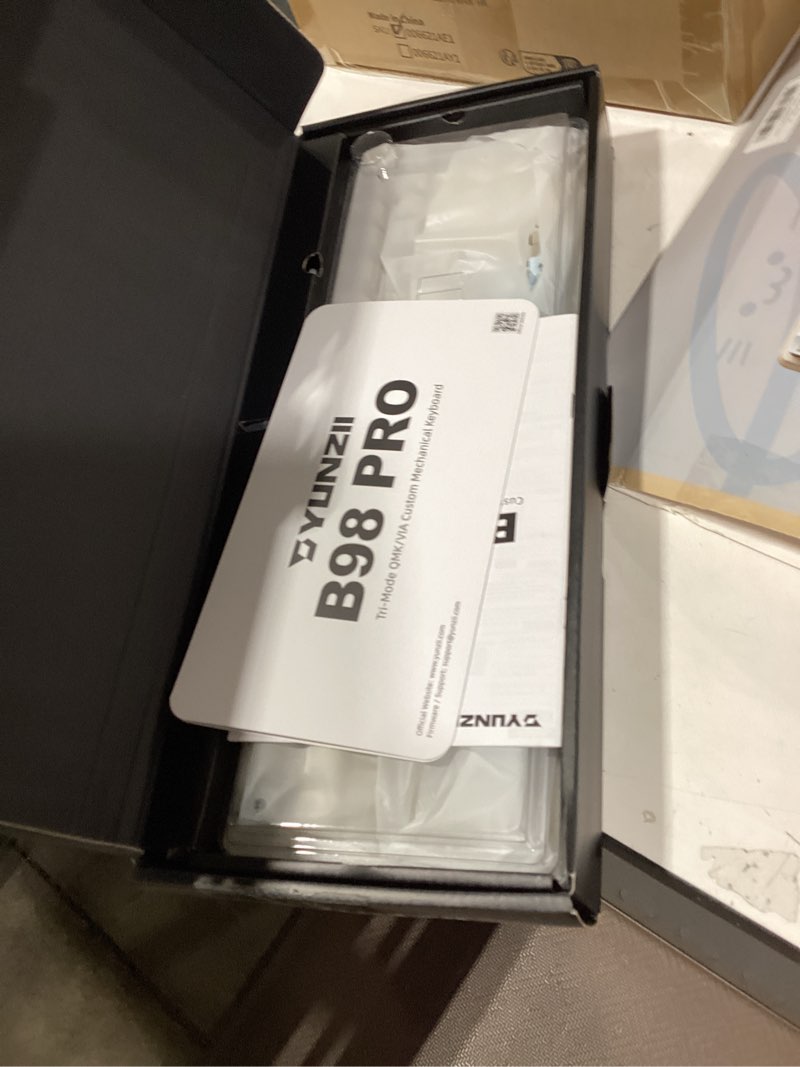 Condition photo showing New/Like New for yunzii b98 pro qmk/via wireless mechanical gaming keyboard, 96% layout with numpad and cute cat knob, bt/2.4g/usb-c, pre-lubed switch hot swap gasket, rgb for win/mac (beige, candy linear switch) beige candy linear switch