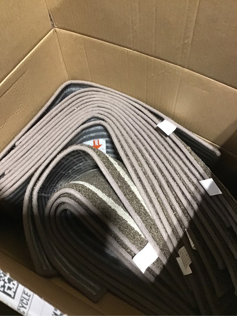 Condition photo showing As Is for COSY HOMEER Soft Stair Treads 15pcs Non-Slip Carpet Mat 28inX9in Indoor Stair Runners for Wooden Steps,Stair Rugs for Kids and Dogs, 100% Polyester TPE Backing Beige,Square 15pc Beige