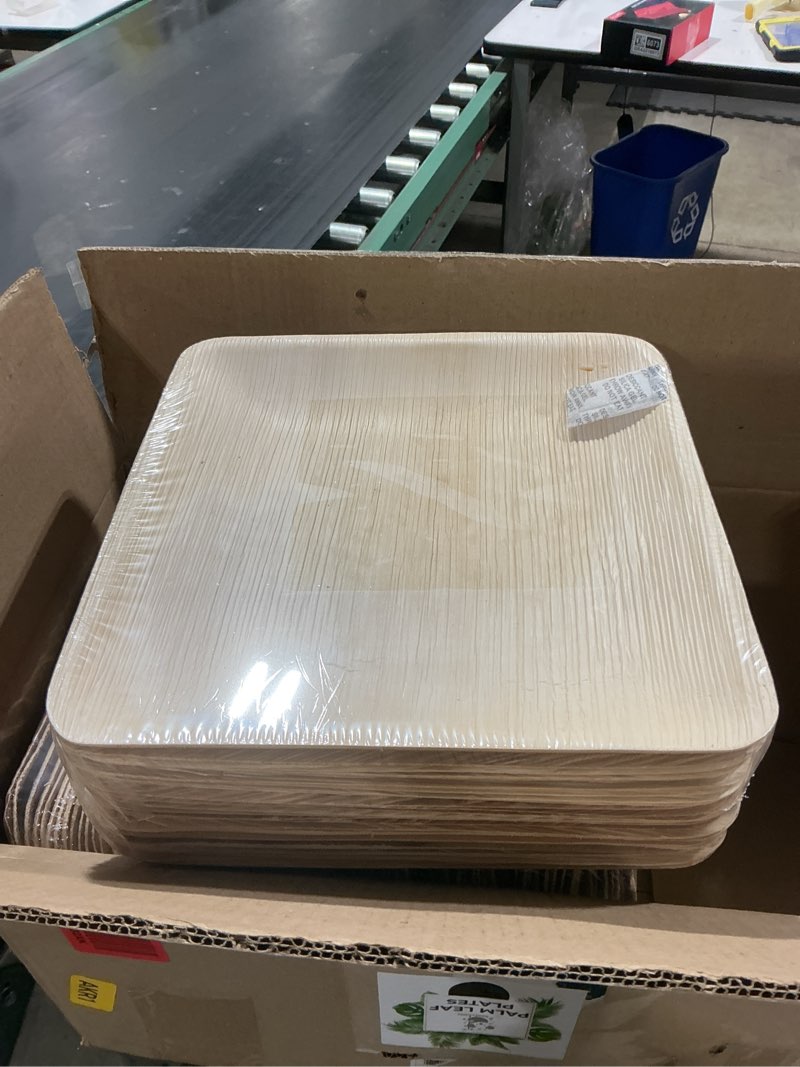 Condition photo showing Good Condition for koala love palm leaf plates bamboo disposable square 10 inch 100 bulk party pack elegant sturdy design better than paper and plastic plate (koalalove -plp-10in-100-plates) c-100 plates 10" square