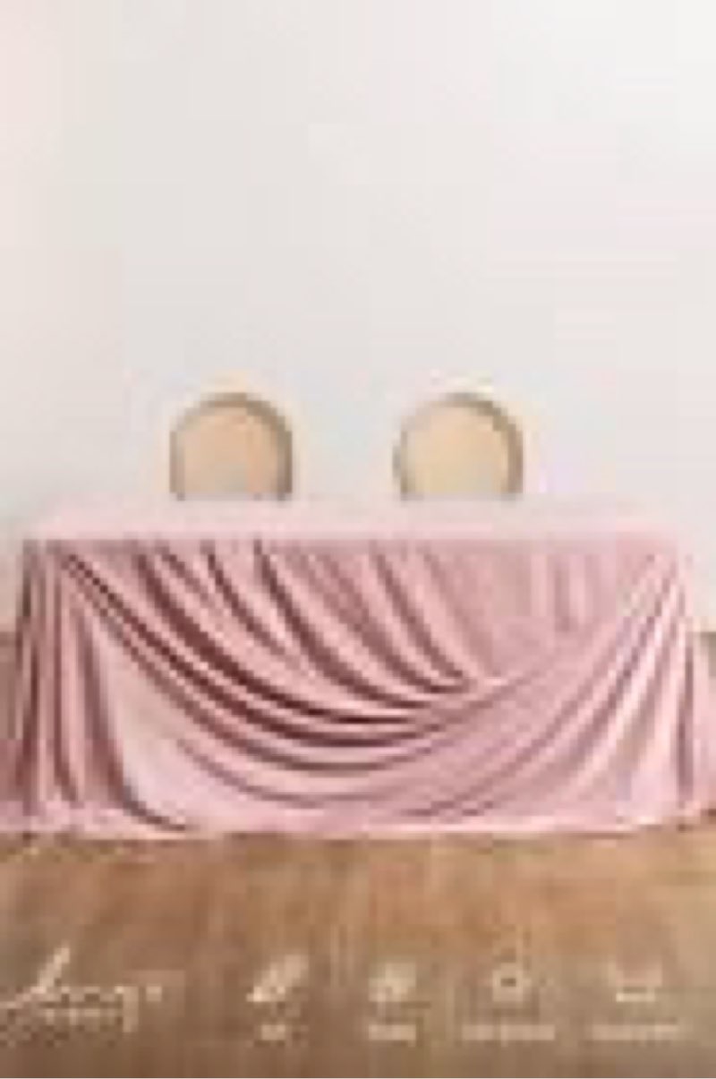 Ling's moment Cappuccino Wedding Table Cloths in Premium Crumpled Velvet, 9ft x 11ft, Fits 4ft/6ft Rectangular/Round Sweetheart&Head Table for Wedding Reception, Bridal Shower, Birthday Decoration Brn-pink