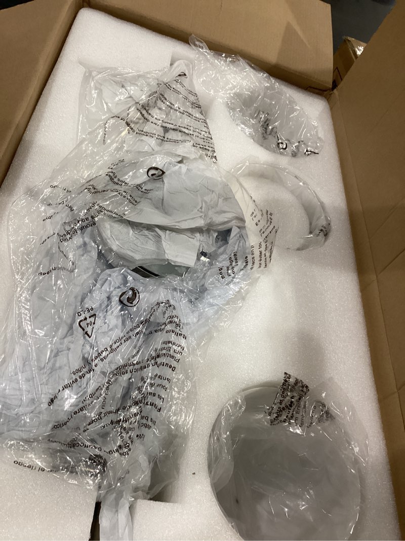 Condition photo showing Good Condition for 3-light polished nickel bathroom vanity light fixtures over mirror, vintage vanity lights for living room, milk white glass shades, standard e26 base polished nickel 3-light
